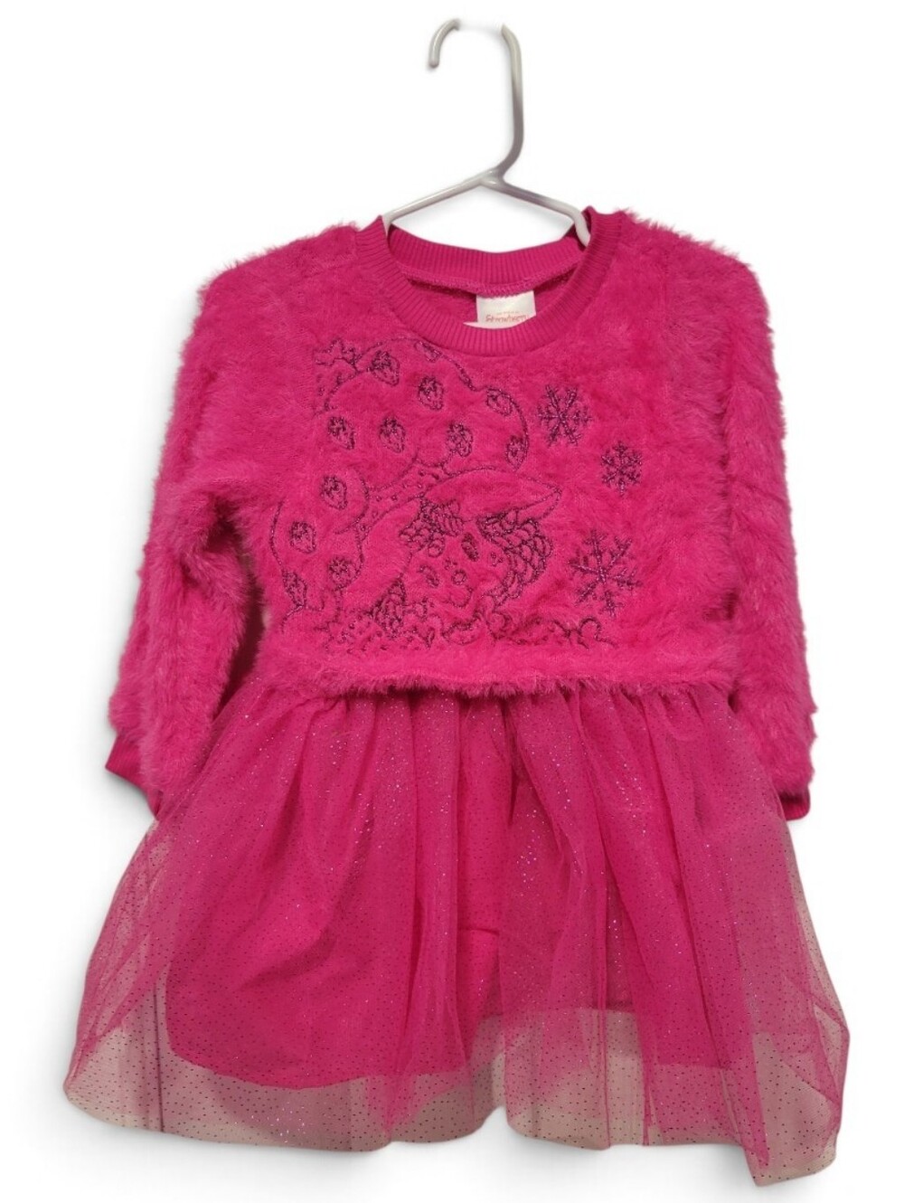 Strawberry Shortcake Girls Hot Pink Fuzzy Tulle Party Dress 2T NWT